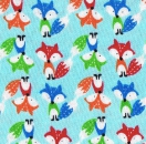 Baumwolle Fuchs auf blau